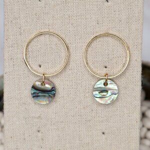 Abalone Shell Drop Earrings 24K Gold Plated